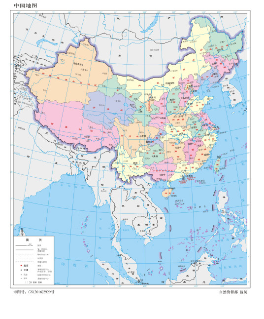 中国地图（展示中国领土及各类地理要素分布的地图）