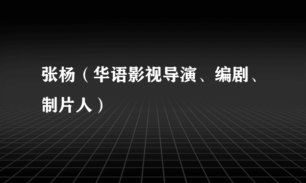 张杨（华语影视导演、编剧、制片人）