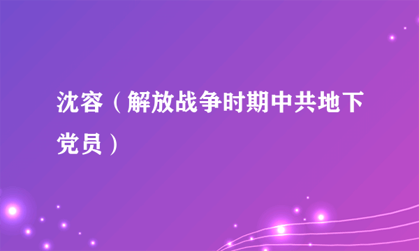 沈容（解放战争时期中共地下党员）