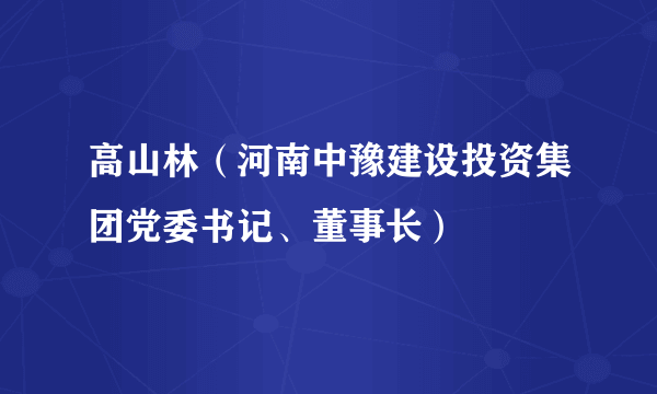 高山林（河南中豫建设投资集团党委书记、董事长）