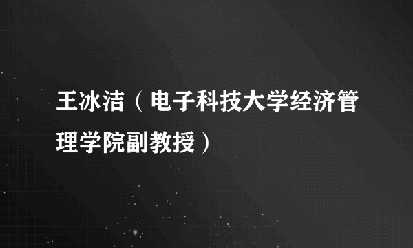 王冰洁（电子科技大学经济管理学院副教授）