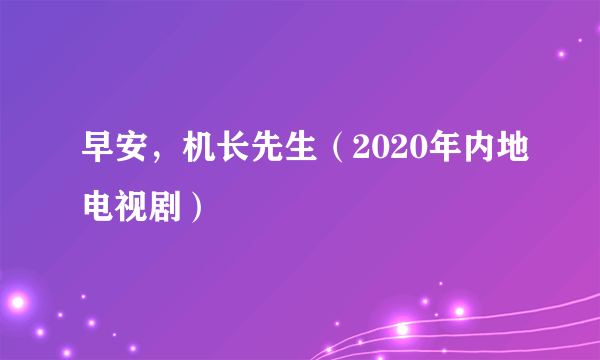 早安，机长先生（2020年内地电视剧）