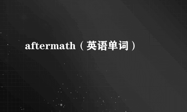 aftermath（英语单词）