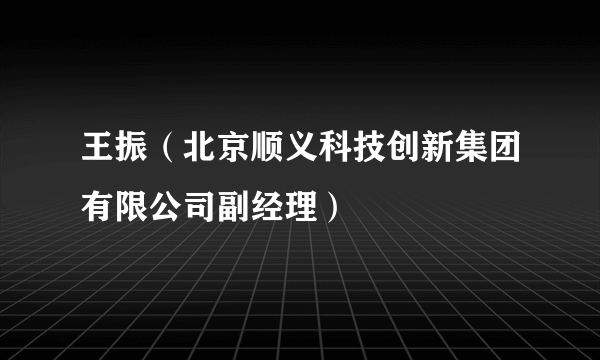 王振（北京顺义科技创新集团有限公司副经理）