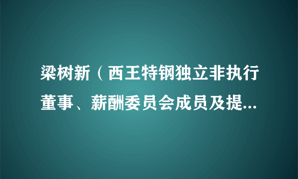 梁树新（西王特钢独立非执行董事、薪酬委员会成员及提名委员会成员）