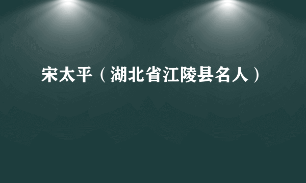 宋太平（湖北省江陵县名人）