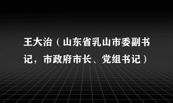 王大治（山东省乳山市委副书记，市政府市长、党组书记）