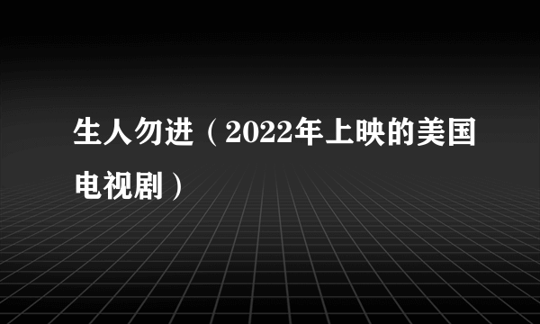 生人勿进（2022年上映的美国电视剧）