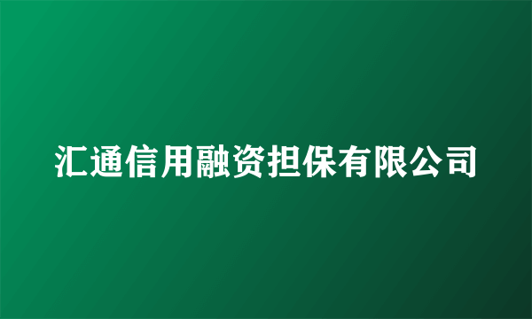 汇通信用融资担保有限公司