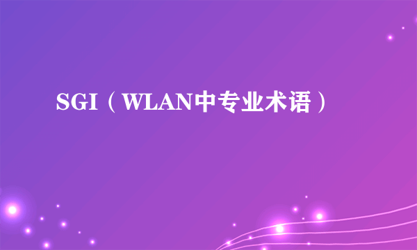 SGI（WLAN中专业术语）