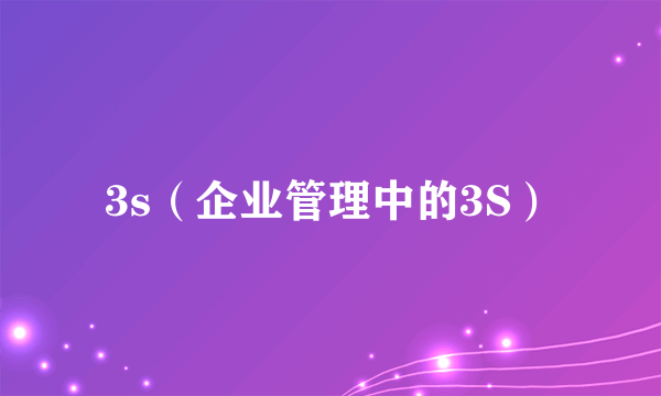 3s（企业管理中的3S）