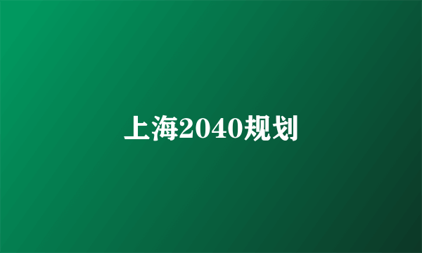 上海2040规划