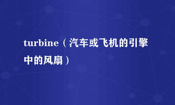 turbine（汽车或飞机的引擎中的风扇）