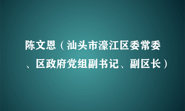 陈文恩（汕头市濠江区委常委、区政府党组副书记、副区长）