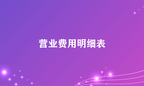 营业费用明细表