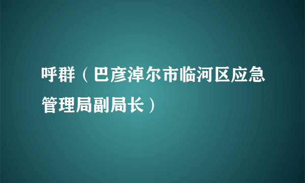 呼群（巴彦淖尔市临河区应急管理局副局长）