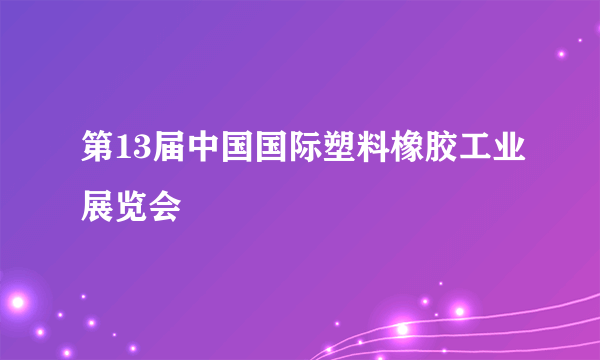 第13届中国国际塑料橡胶工业展览会