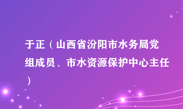 于正（山西省汾阳市水务局党组成员、市水资源保护中心主任）