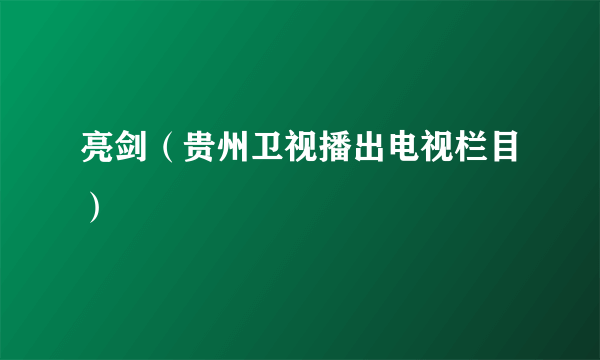 亮剑（贵州卫视播出电视栏目）