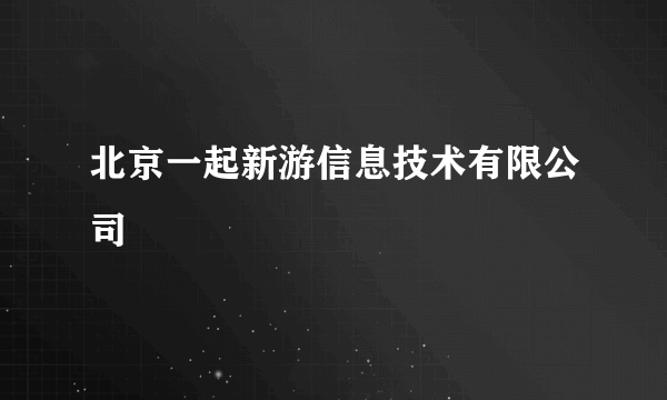 北京一起新游信息技术有限公司