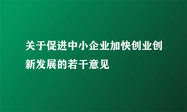 关于促进中小企业加快创业创新发展的若干意见