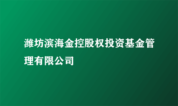 潍坊滨海金控股权投资基金管理有限公司