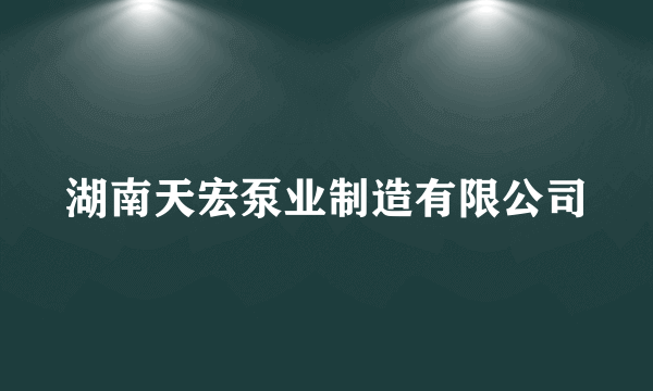 湖南天宏泵业制造有限公司