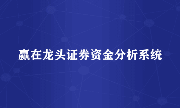 赢在龙头证券资金分析系统