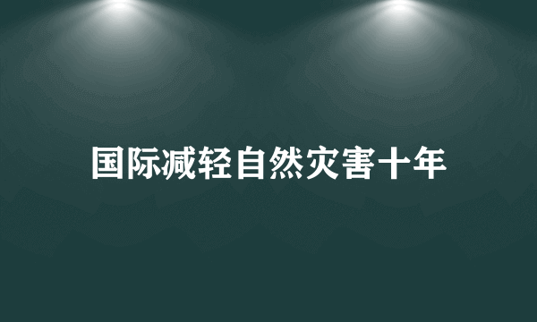 国际减轻自然灾害十年