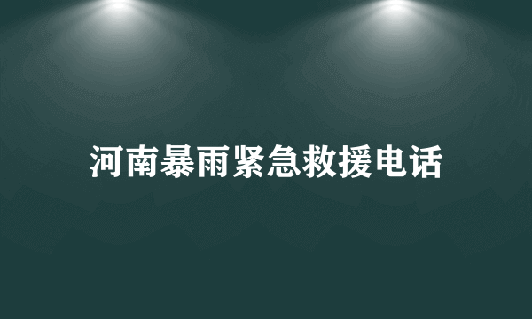 河南暴雨紧急救援电话