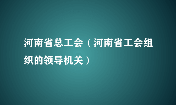 河南省总工会（河南省工会组织的领导机关）