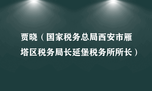 贾晓（国家税务总局西安市雁塔区税务局长延堡税务所所长）