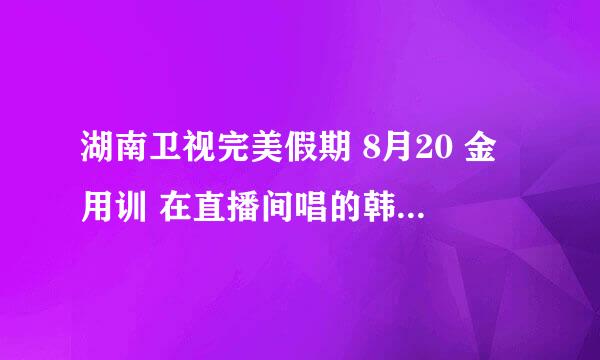 湖南卫视完美假期 8月20 金用训 在直播间唱的韩文歌叫什么名