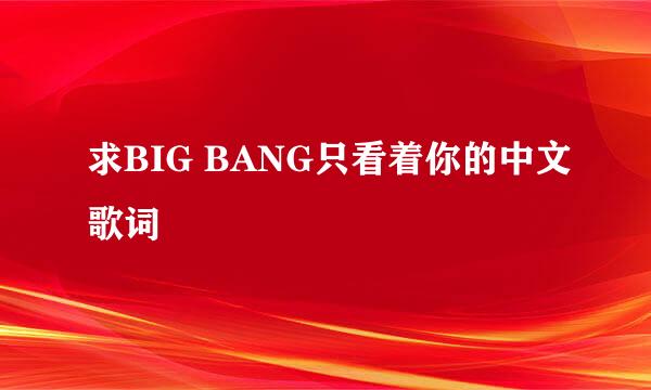 求BIG BANG只看着你的中文歌词