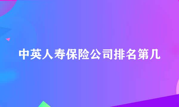 中英人寿保险公司排名第几