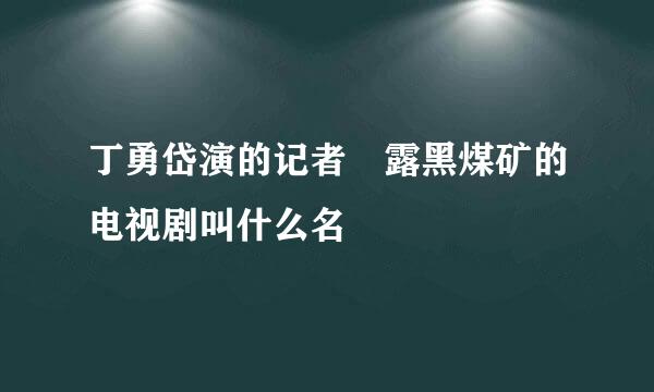 丁勇岱演的记者掲露黑煤矿的电视剧叫什么名