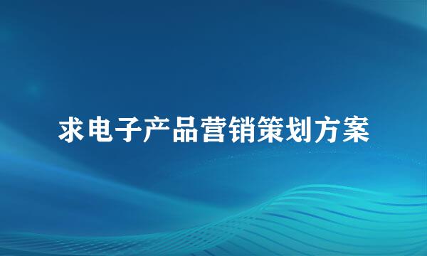 求电子产品营销策划方案