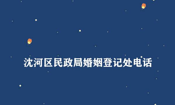 
沈河区民政局婚姻登记处电话
