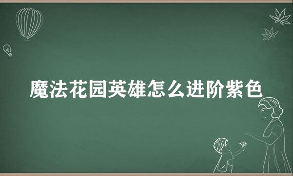 魔法花园英雄怎么进阶紫色