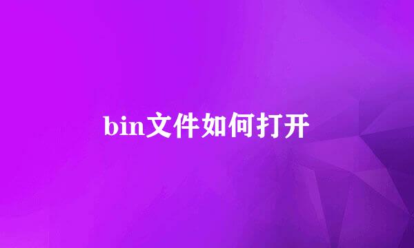 bin文件如何打开