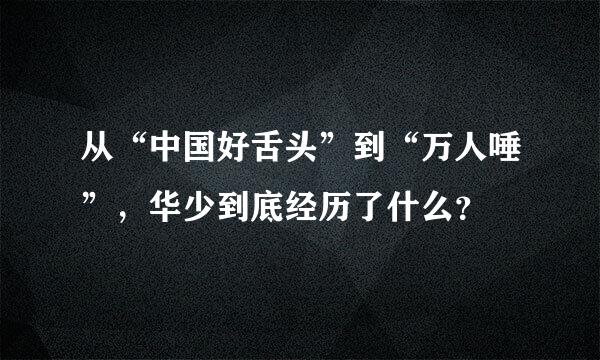 从“中国好舌头”到“万人唾”，华少到底经历了什么？