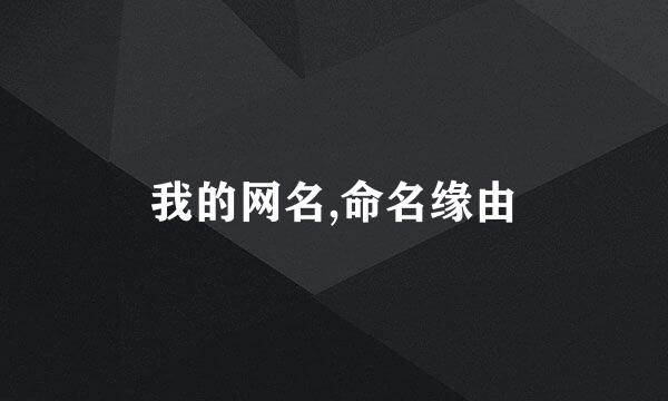 我的网名,命名缘由