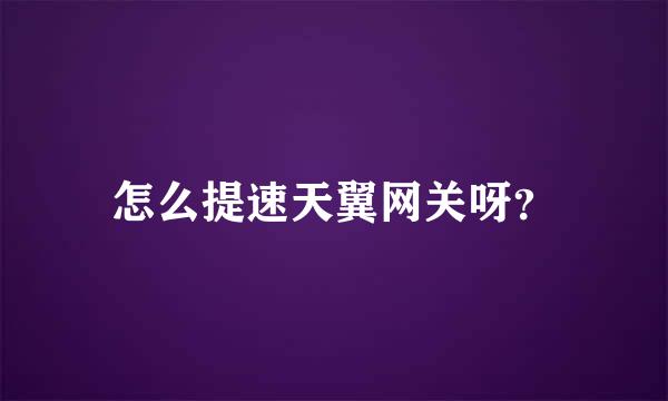 怎么提速天翼网关呀？