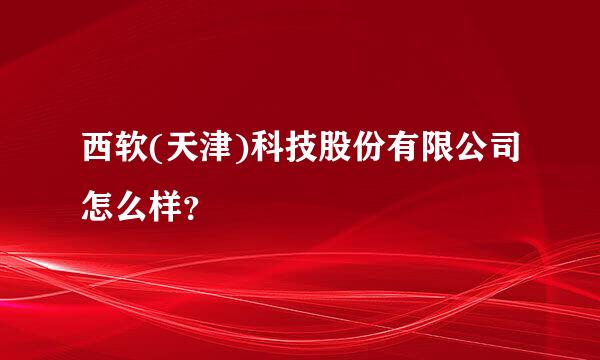 西软(天津)科技股份有限公司怎么样？