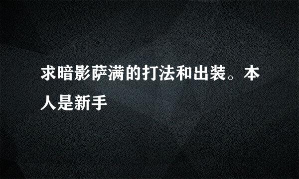 求暗影萨满的打法和出装。本人是新手