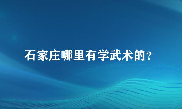 石家庄哪里有学武术的？