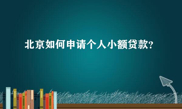 北京如何申请个人小额贷款？