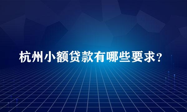 杭州小额贷款有哪些要求？