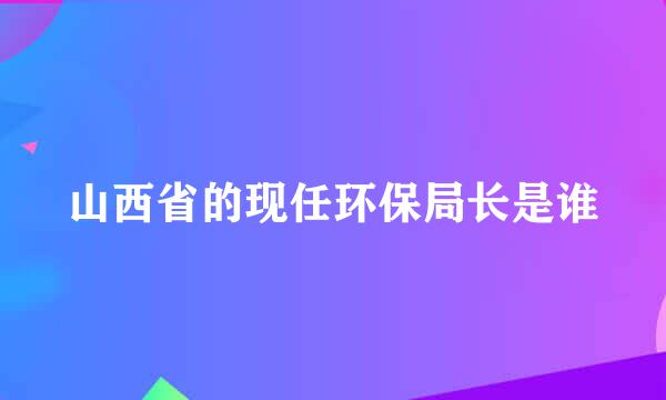 山西省的现任环保局长是谁