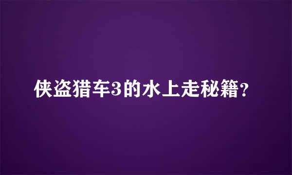 侠盗猎车3的水上走秘籍？